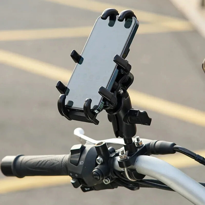 Aluminum Alloy Bike Phone Holder with Shock Absorber Bicycle Handlebar Rearview Mirror Mount for 4.7-7.1 inch Smartphones (image for) Aluminum Alloy Bike Phone Holder with Shock Absorber Bicycle Handlebar Rearview Mirror Mount for 4.7-7.1 inch Smartphones